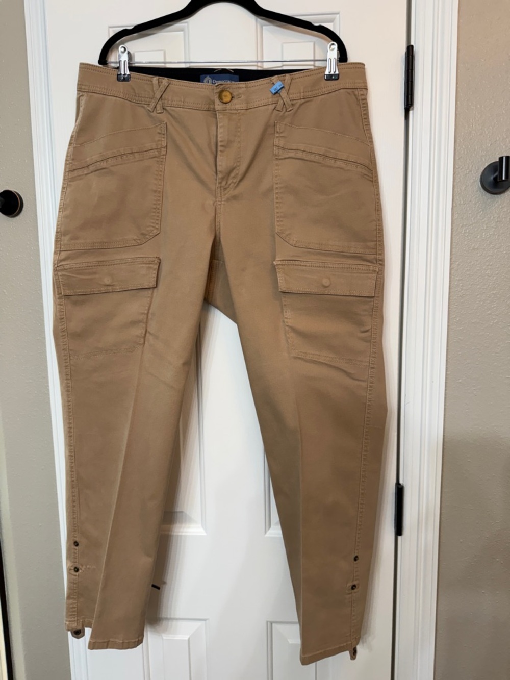 Democracy brown/ tan cargo pants with elastic waistband on inside.